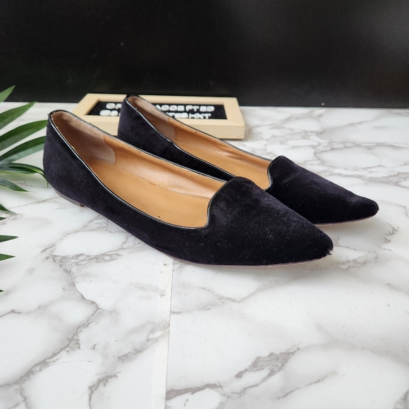 J. Crew Shoes J Crew Pointed Toe Velvet Slip On Loafer Shoes Poshmark